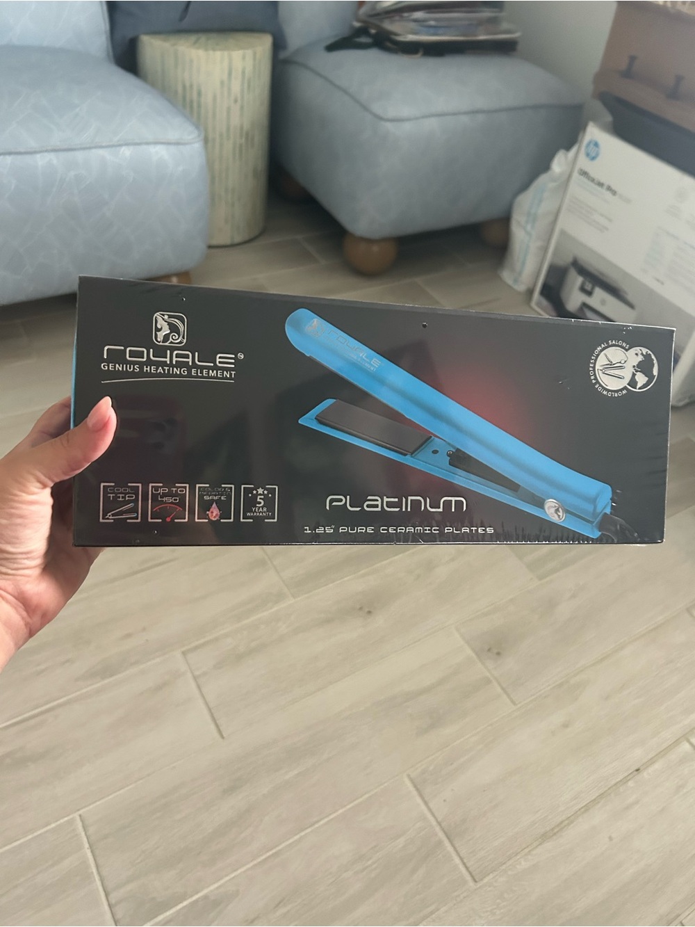 Platinum 1.25" Blue Ceramic Flat Iron - Professional Hair Straightener